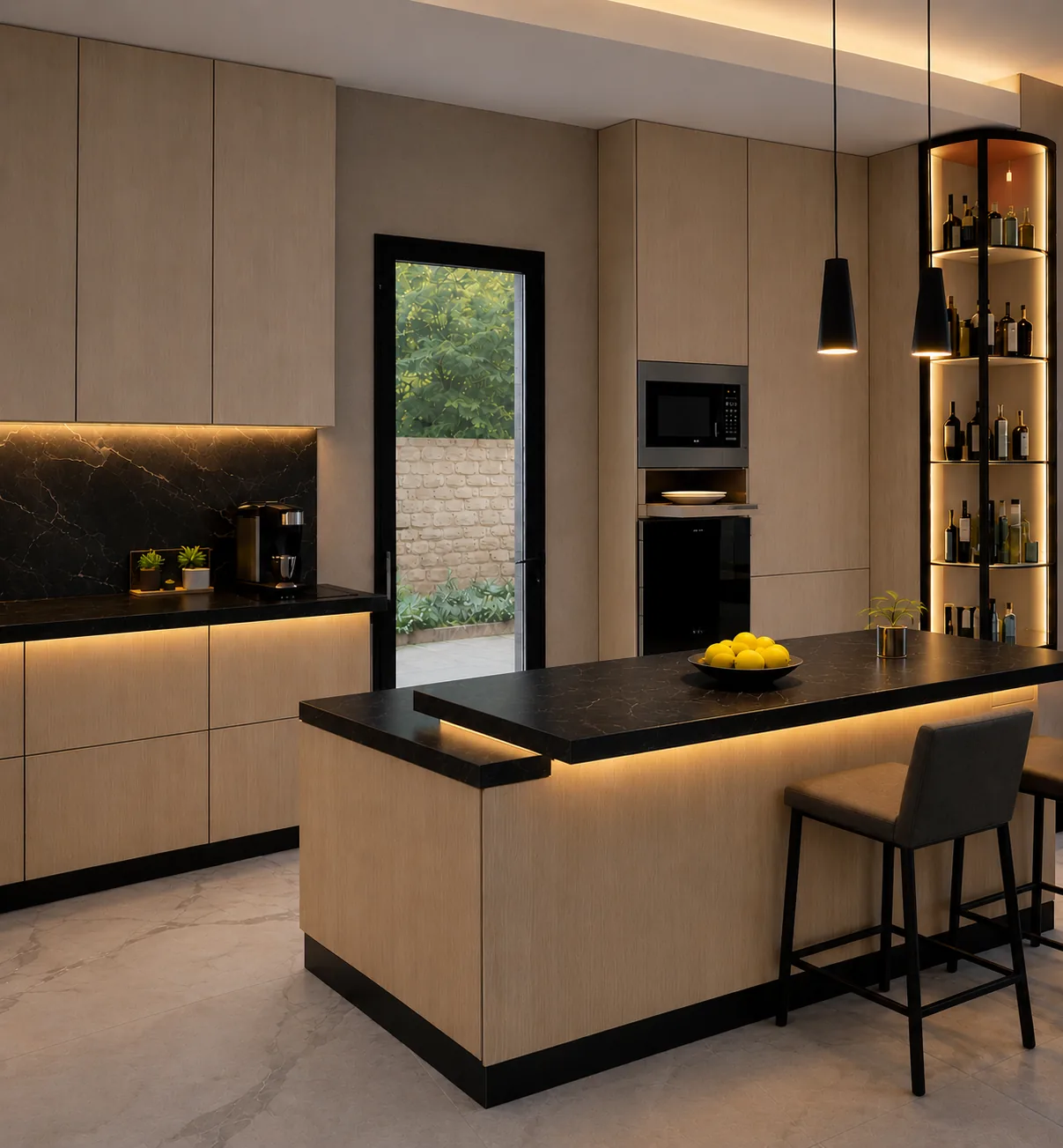 Miyese Kitchen island and lighting detail